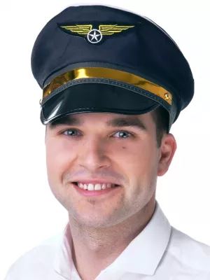 Čiapka - PILOT AVIATRIX - tmavomodrá s nášivkou a zlatým lemom