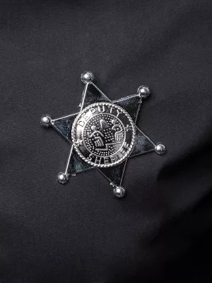 Odznak šerifská hviezda - DEPUTY SHERIFF - strieborný, 55 x 50 mm, plast