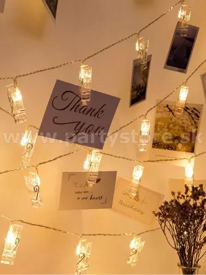 Dekorácia svietiaca LED - PHOTO CLIPS - 10 bledožlté svetielka