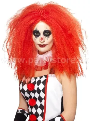 Parochňa - HARLEQUIN - červené krepované vlasy dlhá 40 cm dámska