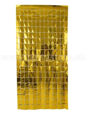Záves - METALLIC - zlaté obdĺžniky, 100 x 200 cm, metal. fólia