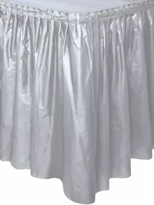 Sukňa stolová - BANQUET - strieborná, 73 x 426 cm, 1 kus, plastová fólia