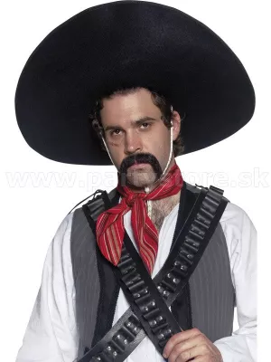 Klobúk - SOMBRERO AUTHENTIC MEXICAN BANDIT - čierny priemer 59cm