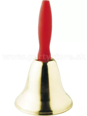 Zvonec - MIKULÁŠ - zlato žltý, 18 x 10 cm, červená rukoväť