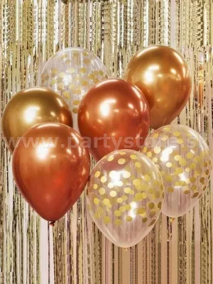 Balónová kytica 30 cm - BEAUTY & CHARM - zlato medená, bal 7 ks