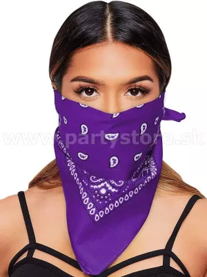 Šatka bandana - WESTERN PAISLEY DESIGN - fialová, 55 x 55 cm, bavlna