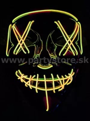 Maska svietiaca LED - PURGE RAVE PARTIES - čierna, žlté svetlo