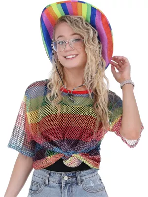 Top - RAINBOW - viacfarebný, sieťovaný, Unisex