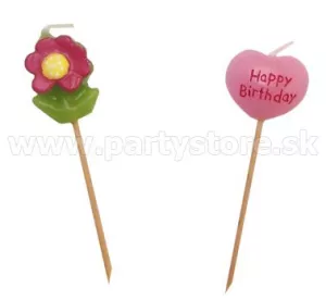 Sviečky - KVIETKY A SRDIEČKA - set 5 ks