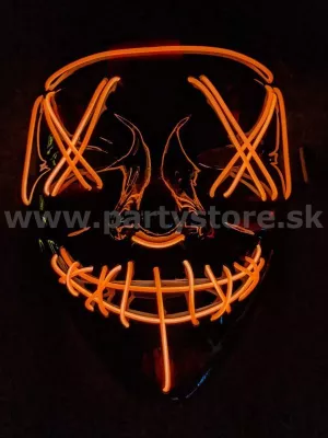 Maska svietiaca LED - PURGE RAVE PARTIES - čierna, oranžové svetlo