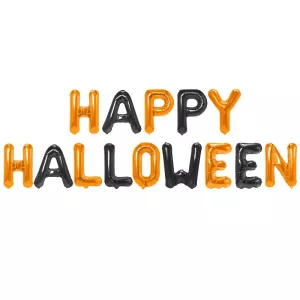 Balón fólia banner 40 x 465cm - HAPPY HALLOWEEN čierno oranžový