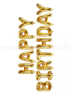 Balón fólia banner 35 x 520 cm - HAPPY BIRTHDAY - zlatý