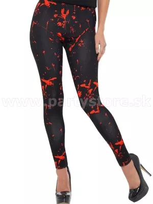 Legíny - HOROR - čierne s červenými fľakmi od krvi, dámske