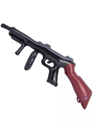 Samopal nafukovací - TOMMY - čierny s hnedou pažbou, 80cm, gumený