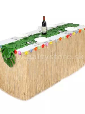 Sukňa stolová - TROPICAL - béžová, 275 x 75 cm, naturálna s kvetinami