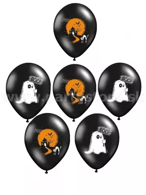 Balón pastel 30 cm - HALLOWEEN - DUCH - čierny, balenie 1 kus, latex