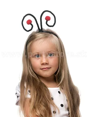Čelenka tykadlá - LIENKA - čierne špirály + červené brmbolce