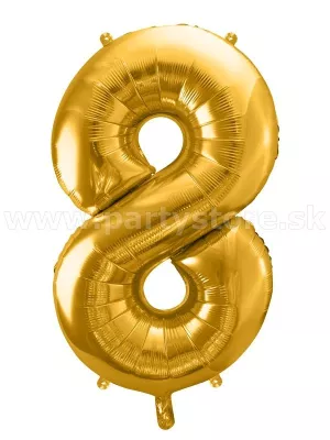 Balón - ČÍSLICA 8 - výška 86 cm, zlatý, fólia