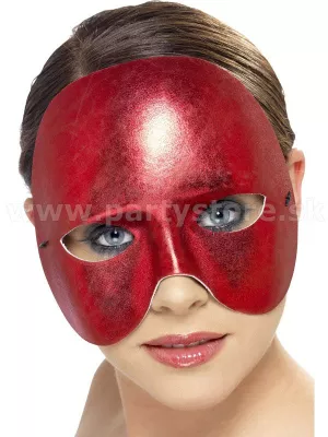 Maska škraboška - CLANDESTINE - červená s matným leskom, unisex