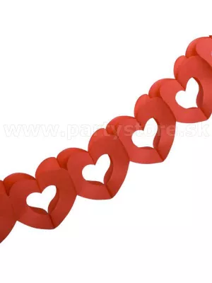 Girlanda - SRDCE VYKROJENÉ - 18 x 17 x 400 cm, červená, papier