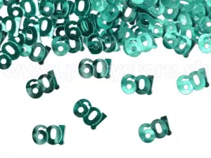 Konfety - 60 - 15 gr, tyrkysové, metalizovaná fólia