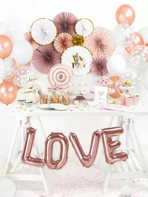 Balón fólia banner 35 x 140 cm - LOVE - ružovo zlatý