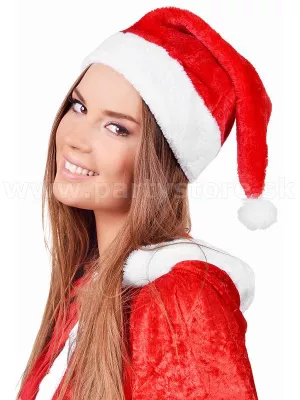 Čiapka - MIKULÁŠ DELUXE - červená s bielym lemovaním, plyš