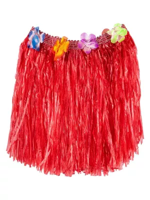 Sukňa – HAWAIIAN HULA GIRL - červená, mini, dĺžka 40 cm