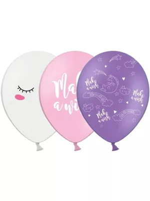 Balón pastel 30 cm - JEDNOROŽEC UNICORN - farebný mix, bal. 6 ks