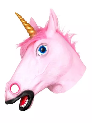 Maska - JEDNOROŽEC - latexová s ružovou hrivou