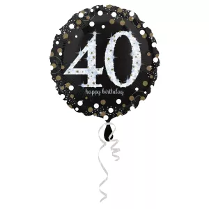 Balón - 40 narodeniny - ISKRIACA 40 - KA - fólia, priemer 45 cm