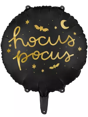 Balón fólia kruh 45 cm - HOCUS POCUS - čierny so zlatou potlačou
