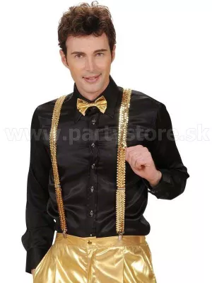 Traky - 4 CLIP RETRO FLITRE - zlaté lesklé flitre, šírka 3 cm