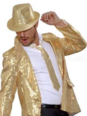 Viazanka kravata - RETRO CHIC - KOMBI - zlatá, dlhá 145 cm, satén