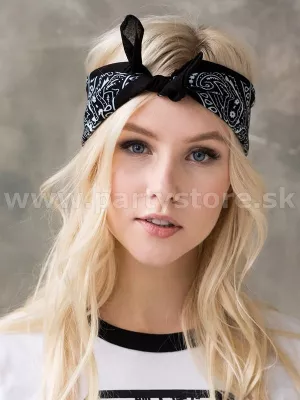 Šatka bandana - ROCK REBEL PAISLEY DESIGN - čierna, 55 x 55 cm, bavlna