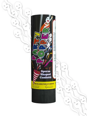 Konfety vystreľovacie - SPERMIE - 15,5 cm, biele papierové spermie