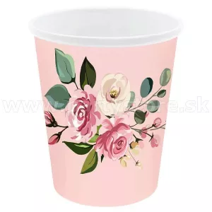 Poháre - FLOWER ROMANTIC - 220 ml, bal. 6 ks, papier