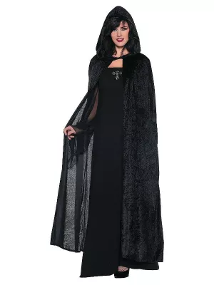 Plášť – DARK VELVETY BEAUTY – čierny, dĺžka 160 cm, dámsky