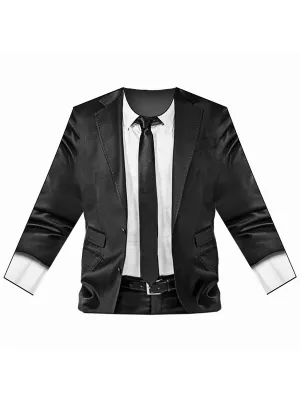Tričko 3D - MAN IN BLACK - elastické s celoplošnou potlačou, veľkosť M, pánske
