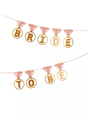 Banner - PRSTENE - BRIDE TO BE - 16,5 x 9 x 250 cm, ružový kartón