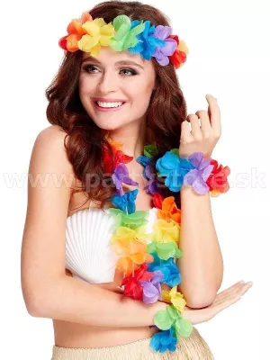 Havajská súprava 4 dielna - HAWAIIAN NEON RAINBOW - pestrofarebná
