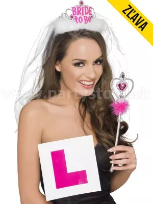Závoj - BRIDE TO BE - 3-dielny so žezlom a tabuľkou