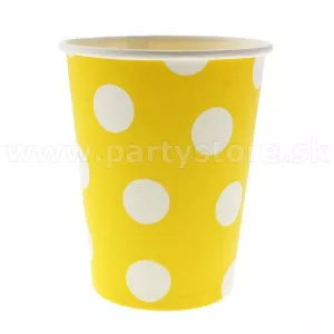 Poháre - RETRO BODKY - žlté, 270 ml, bal. 6 ks, papier