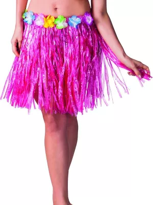 Sukňa - TROPICAL HULA DANCER - ružová, mini dĺžka 40 cm