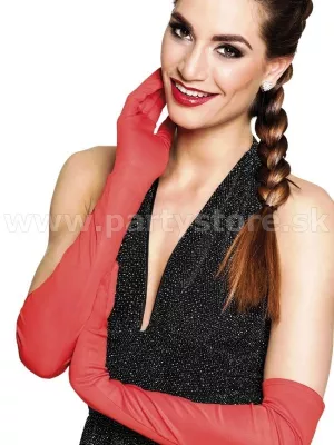 Rukavičky - LOS ANGELES OPERA - červené, dlhé 60 cm, dámske