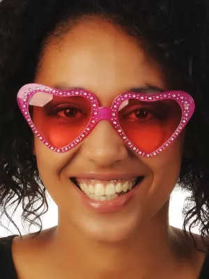 Okuliare - SRDCIA - ružové zdobené striebornými kamienkami