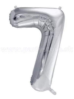 Balón - ČÍSLICA 7 - výška 86 cm, strieborný, fólia