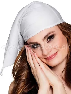 Čiapka - OSPALEC - biela špicatá s brmbolcom, výška 36 cm, unisex