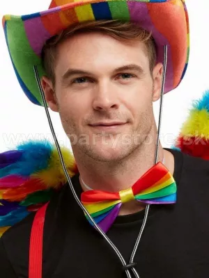 Motýlik - RAINBOW - dúhový, 14 x 8,5 cm, satén