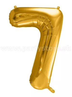 Balón - ČÍSLICA 7 - výška 86 cm, zlatý, fólia